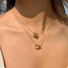 Youthway Delicate Zircon Circle Pendant Necklace Bracelet For Women 18K Gold PVD Plated Stainless Steel Necklace Bracelet Set