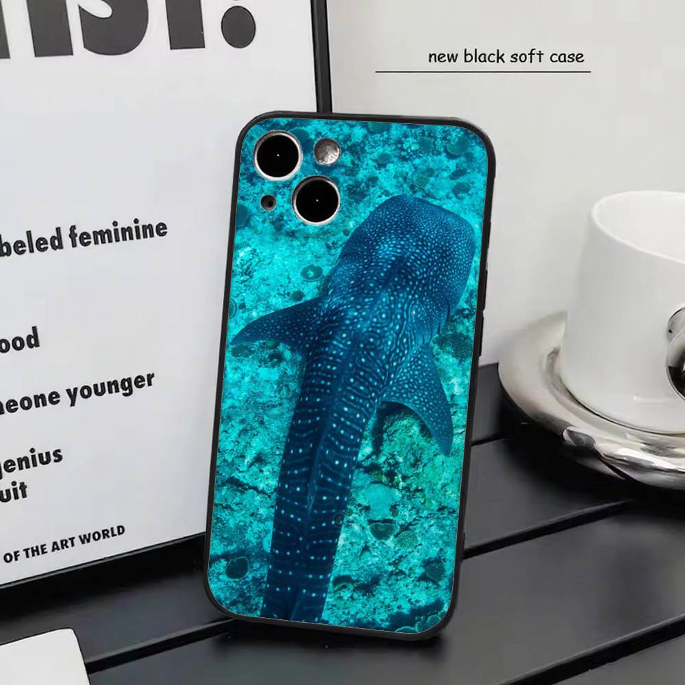 

Ocean Whale Shark Swimming For iPhone 13,17,11,12,16,14,15,Plus,Pro Max Soft Silicone Black Phone Case iphone 17 Pro Max