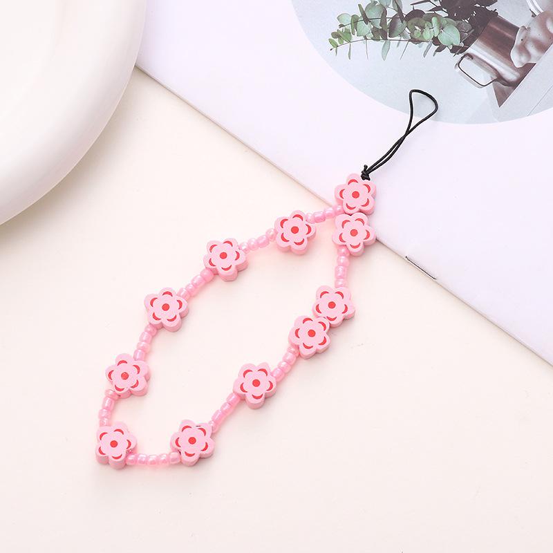 

Wooden flower beaded phone chain DIY phone case pendant short style Other