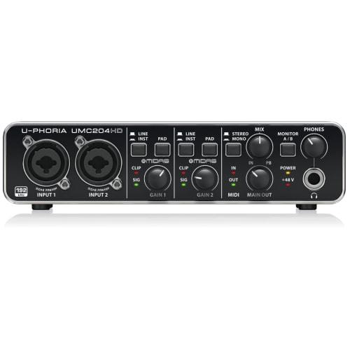 Behringer USB Audio Interface, 2 Inputs, 4 Outputs, 24-bit 192kHz, BEHRINGER U-PHORIA UMC204HD