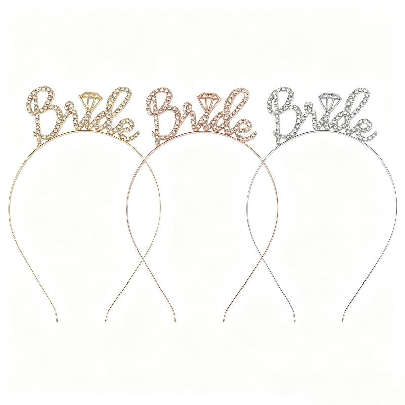 Bridal Headwear Wedding Headband Female, Alphabet Rhinestones Party Headwear Crown Jewelry