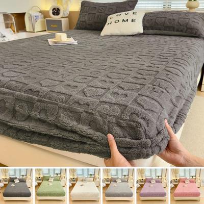 Lençol de Baixo com Elástico em Tecido de Pelúcia Aveludada Macio Colcha Cor Sólida Capa de Colchão Protetor de Cama Para Cama Doméstica Roupa de Cama Colcha