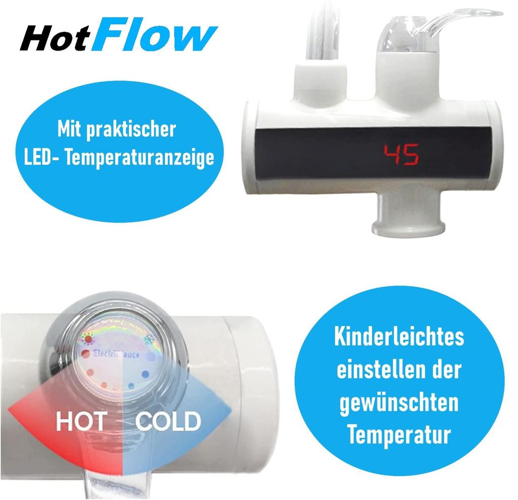 HotFlow Instantaneous Water Heater Electric Faucet Kitchen Bathroom LED Temperature