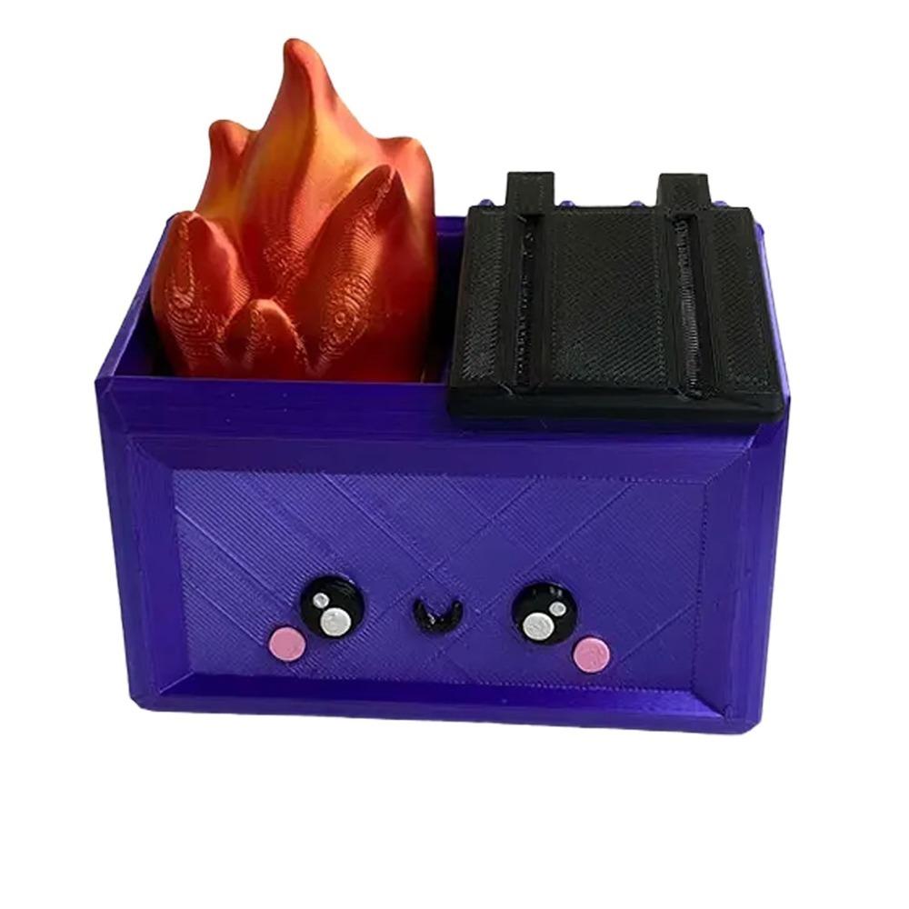 New Desk Decoration 3D Printed Dumpster Plastic Gift Dumpster Fire Ornament Fire Desk Figurine Bedside Shelf