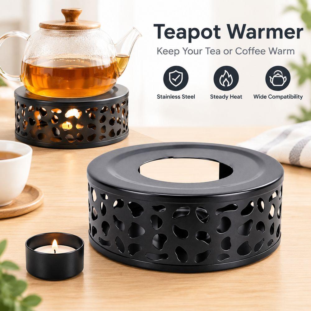 3 PCS Set 5.91 Inch Base Teapot Warmer Brushed Finish Heating Base Durable Tea Warmer Base For Tea