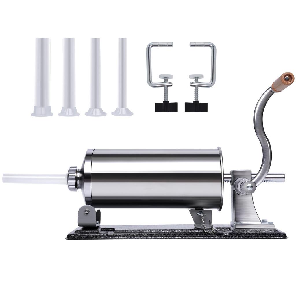 Desktop Hand-Crank Sausage Stuffer: Stainless Steel Homemade Meat Grinder for Home Use