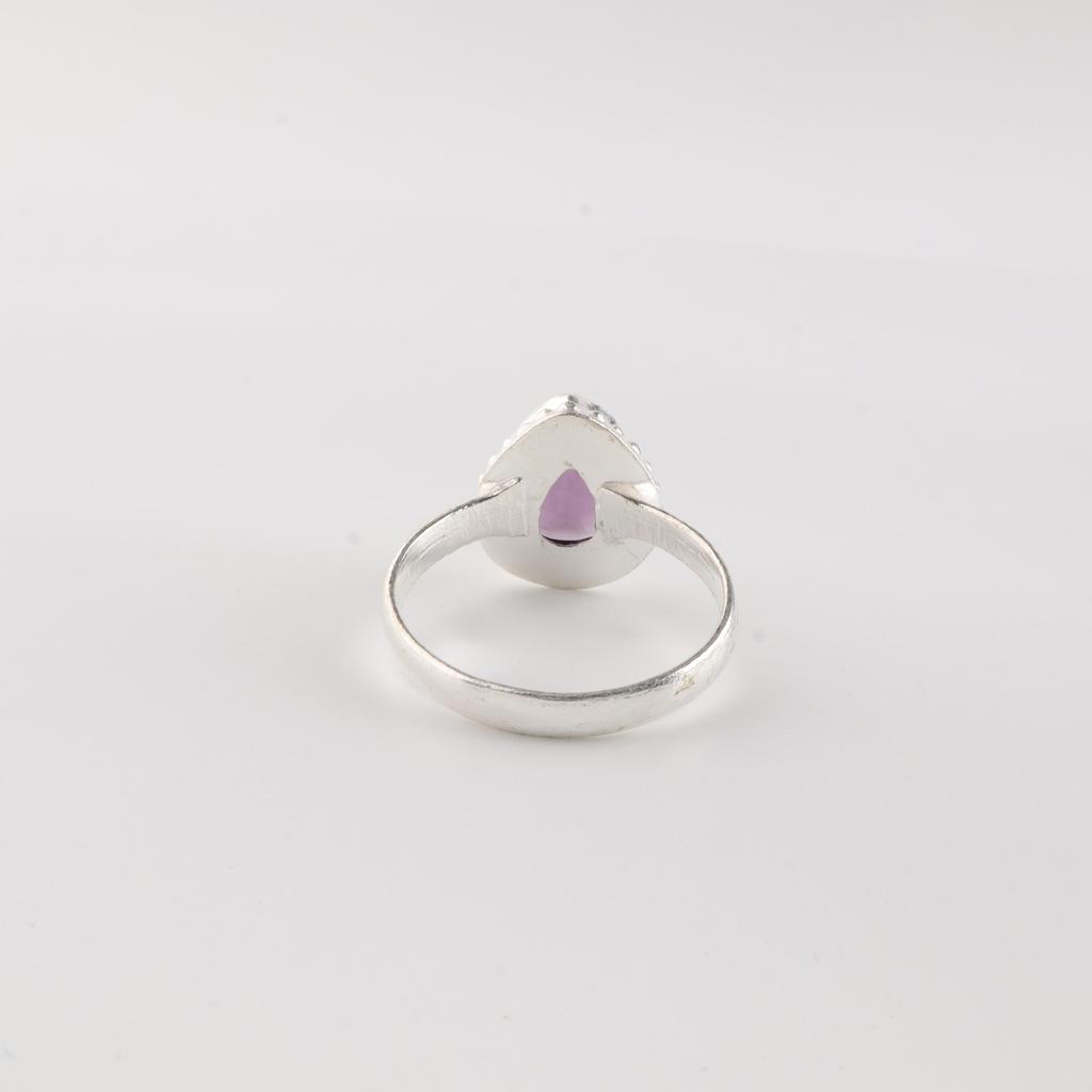 Handmade Amethyst Gemstone 925 Sterling Silver Jewelry Pear Shape Ring For Gift RR-77-4