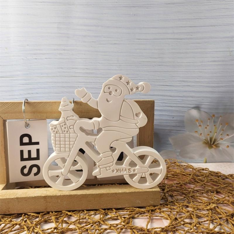 Flexible Silicone Mold Santa with Scooter Decoration Making Mould Temperature Resistant Mould for Christmas Ornament