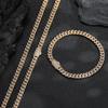 Geometric Diamond 6mm Single Row Cuban Chain Necklace, Hip-hop Personality Full Diamond Bracelet, Trendy Accessory