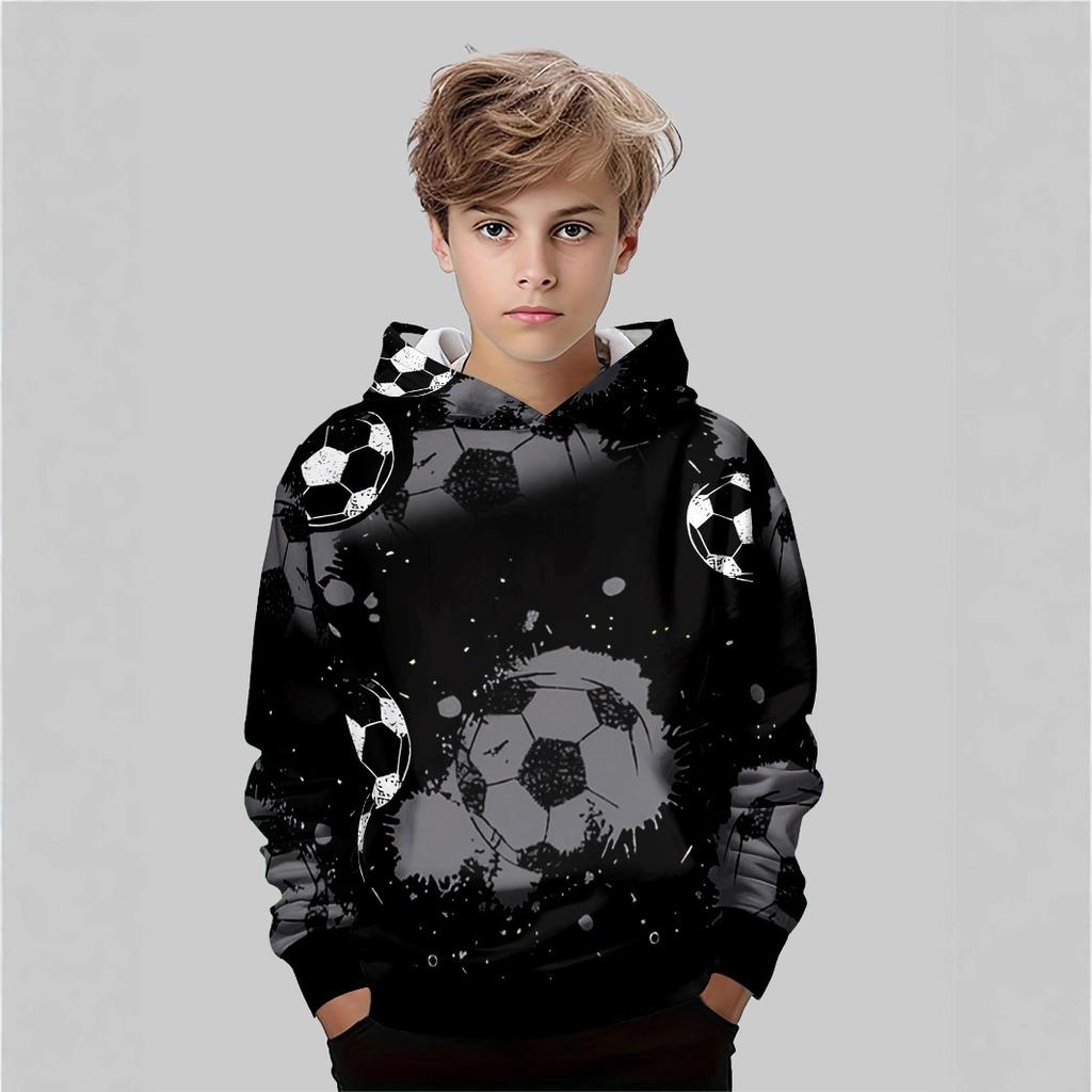 Autumn Football Car Pattern 3D Printed Top Fashionable Casual Long Sleeved Children's Boy Hoodies Javascript: