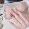 Autumn/Winter French Cat Eye Leopard Glitter Rhinestone Removable Manicure