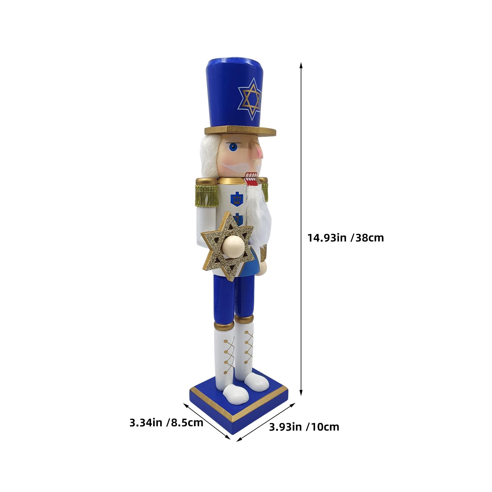 Hanukkah Nutcracker Soldier Blue White Traditional Judaica Tabletop Holiday Party Menorah Decorations 38 Cm Nutcracker Soldier