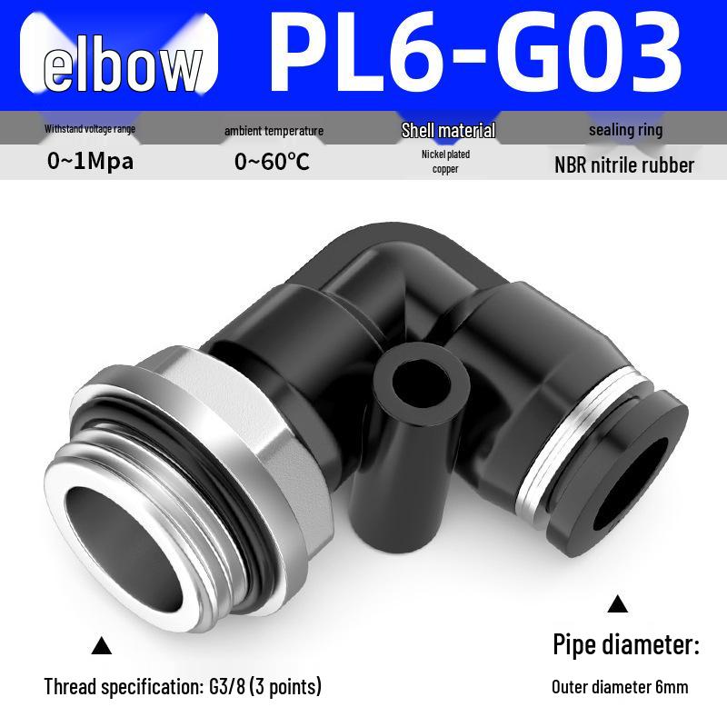 Zhuo Ji Pneumatic Male Thread Straight G Thread Quick Connect Fitting PC8-G02 Air Hose Connector PL6/10-G01