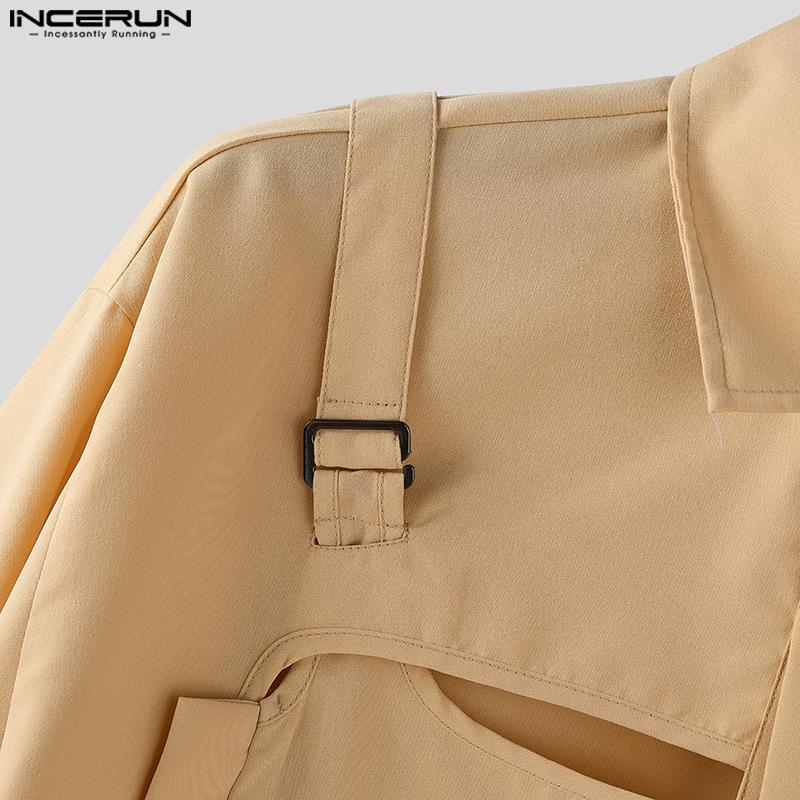 INCERUN Men Long Sleeve Button Down Removable Two-piece Casual Loose Tops Shirts