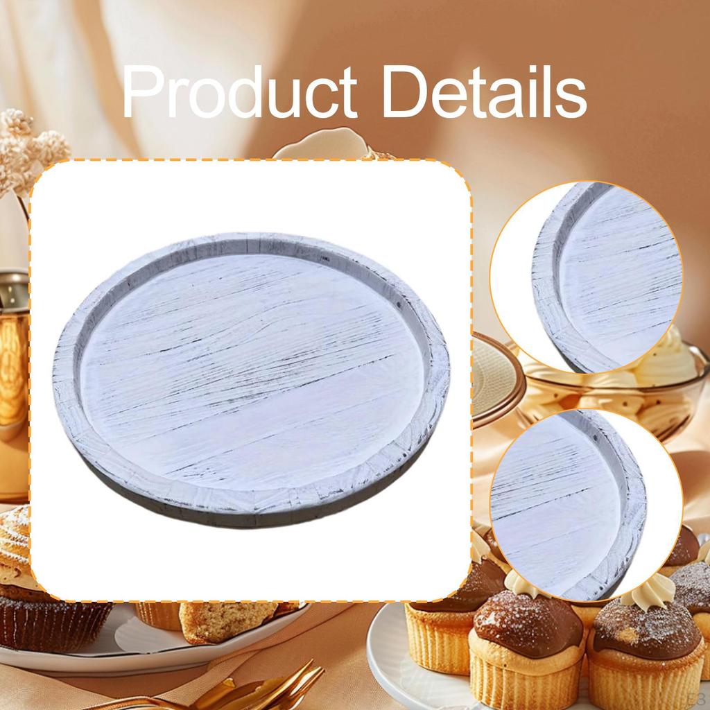 Bathroom Counter Organizer Wood Round Dinner Plate Wooden Serving Tray Platter for Food