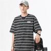 Men's Loose Fit Striped Cotton Crew Neck T-Shirt with Embroidery