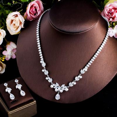 Pearl Necklace Design Premium Light Luxury Earrings Necklace Set Zircon Accessories