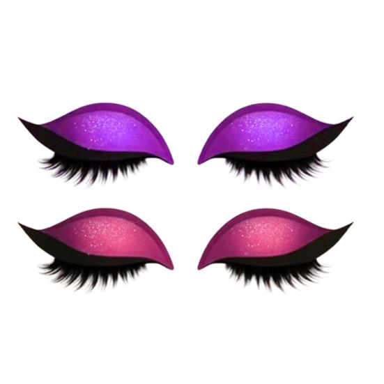 2 Pairs Lazy Eye Shadow Eyelash Patch 2-in-1 Eyeshadow Eyelashes Makeup Stickers Reusable Eye Makeup Stickers with False Lashes Shadow