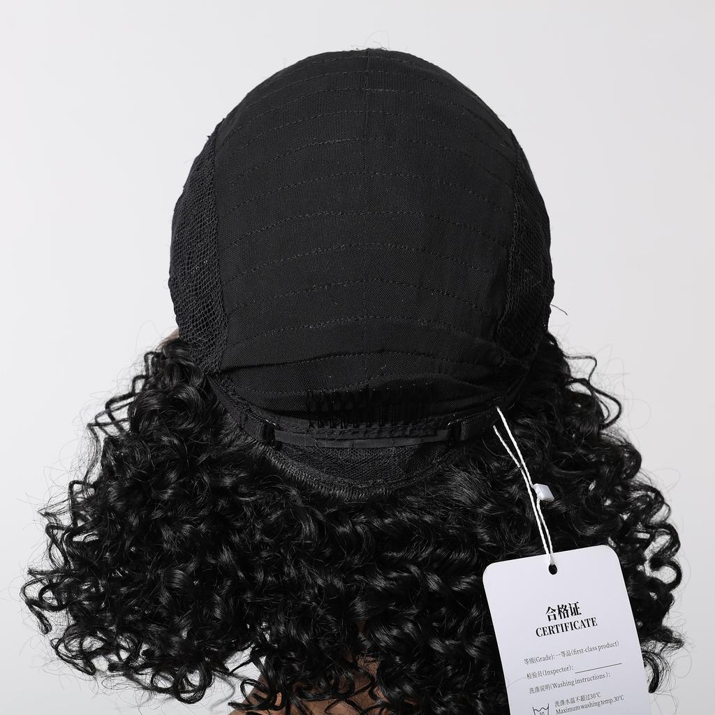 ALAN EATON  13x1  Lace Front Wig Black Short Deep Curly Wigs for Black Women Hair Daily Party High Density Heat Resistant