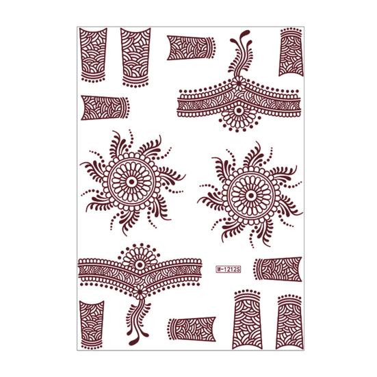 Nostalgie Red Henna Tattoo Kit, Waterproof Tattoos Stickers, Temporary Stickers for Women Wedding Party Festival Decorations