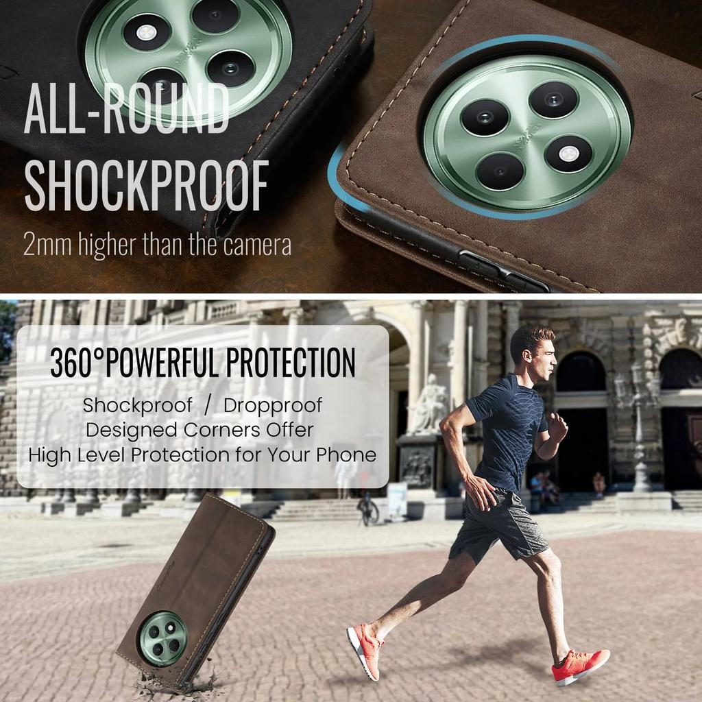 Flip Wallet Case for OPPO Reno 12/12Pro 5G/Reno 12F 4G/5G/12FS 5G, Leather Magnetic Folio Cover with Card Holder,Shockproof Case