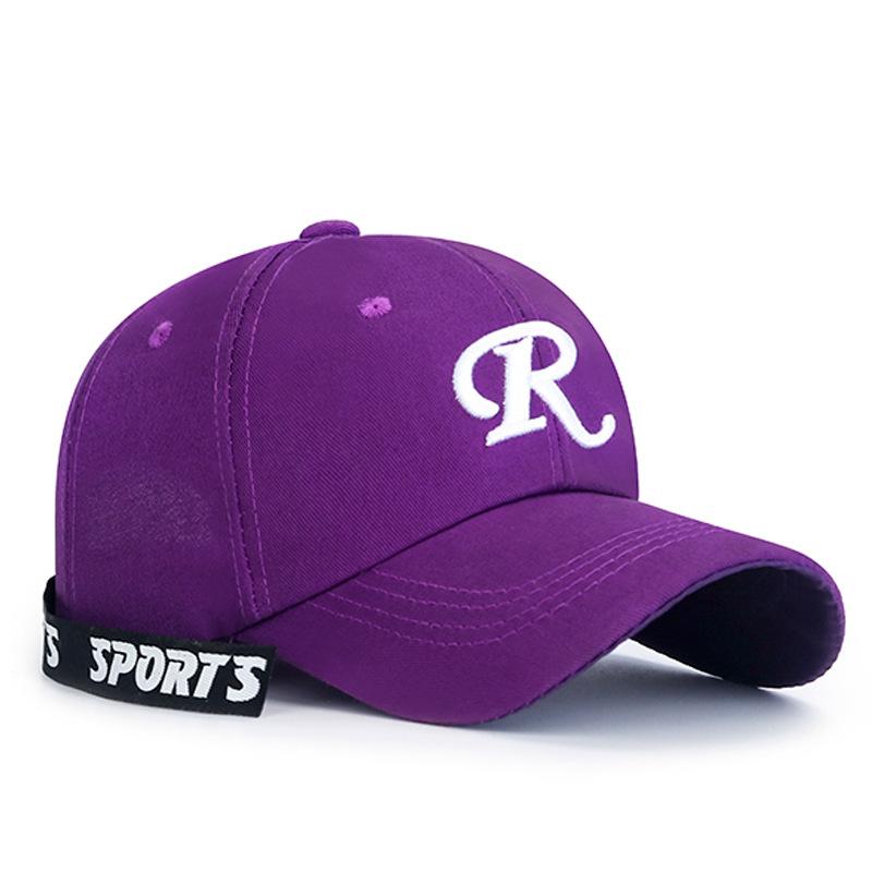 Versiune coreeană a pălăriei noi de primăvară și vară cu panglică cu litere, cupluri tinere, modă stradală, broderie, șapcă de baseball mare cu R