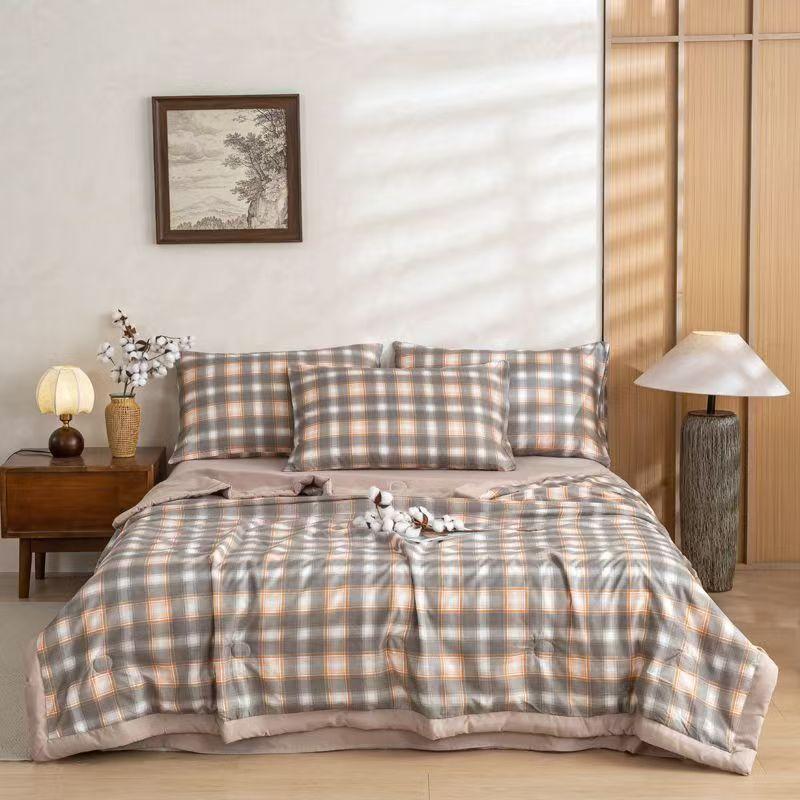 Soft Skin Friendly Summer Quilt Set or Single Quilts Lightweight Breathable Thin Comforter Sets Washable Single Double Blanket