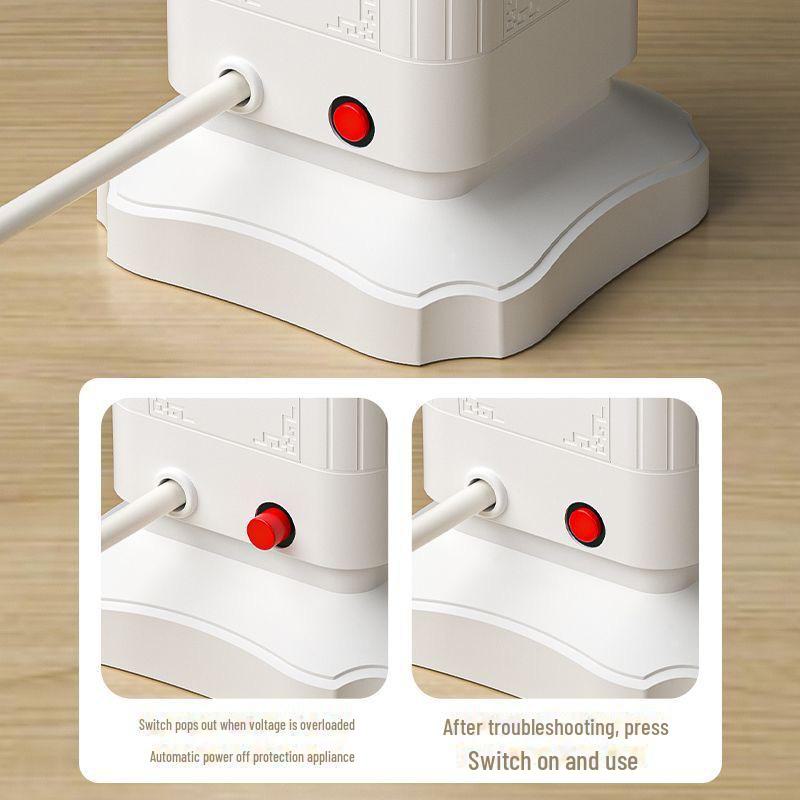 Multi-function Tower Power Strip with USB, Overload Protection, and Night Light