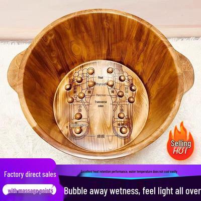 Cedarwood Deep Foot Bath Basin - Insulated Solid Wood Foot Washing Bucket