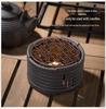 Retro Japanese Ceramic Tea Set with Candle Warmer and Flower Teapot
