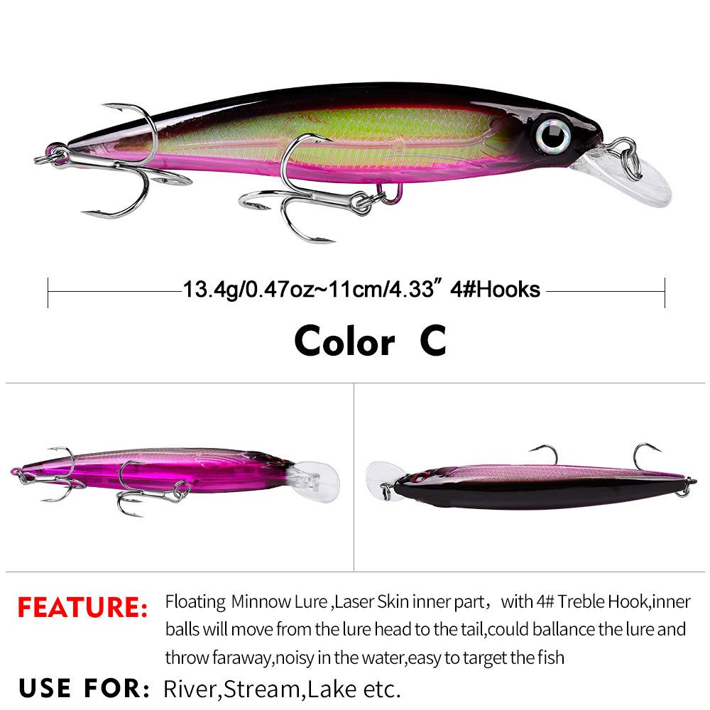 

11CM Minnow Lure, 13.4G, 10 Colors, Zander Killer DW1199 Baits