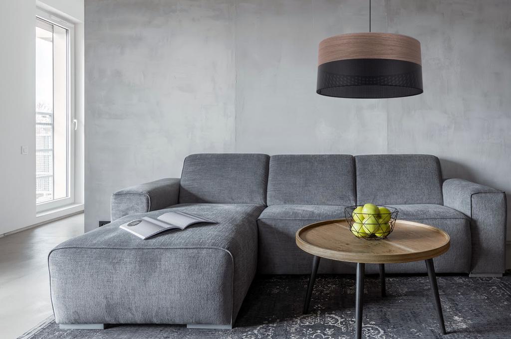 Single Hanging Lamp, Walnut Veneer Lampshade, 44Cm