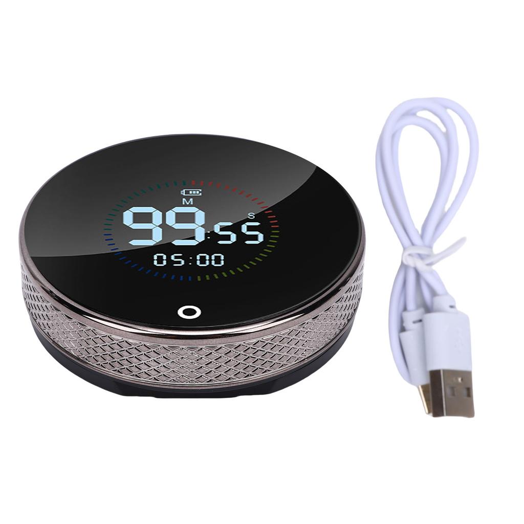 USB-wiederaufladbarer magnetischer Küchentimer Großes Display Digitaler Countdown Zählup Drehbarer Timer zum Kochen Backen