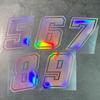 1PC 0to9 Arabic Numerals Pink Laser Motorcycle Stickers Waterproof for Motorbike Front Fairing Fuel Tank Scooter Vinyl Decals
