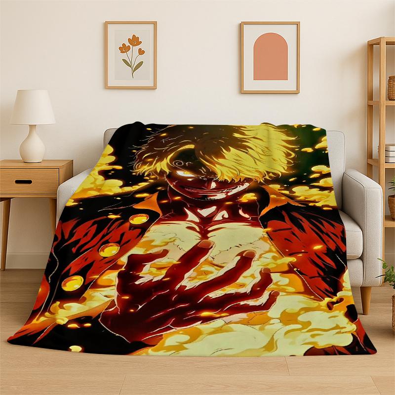 Anime Zoro One P-Piece Cartoon Flannel Blanket Soft Warm Throw Blanket for Bedroom Living Room Bed Travel Camping Picnic Kid