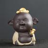 1PCS Handmade Purple Clay Tea Pet Ornaments Lucky Pig Statue Animal Tea Figurine Boutique Tea Decoration Accessories Crafts