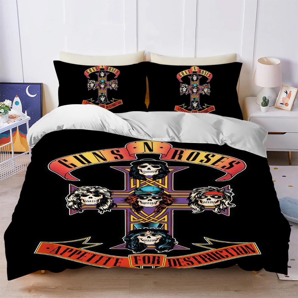 

Band G-Guns N Roses GNR Duvet Cover Set Soft Wash Bed 3 Piece Summer Comfortable Student Dormitory Home Baby Bedding Best seller (135x200cm)