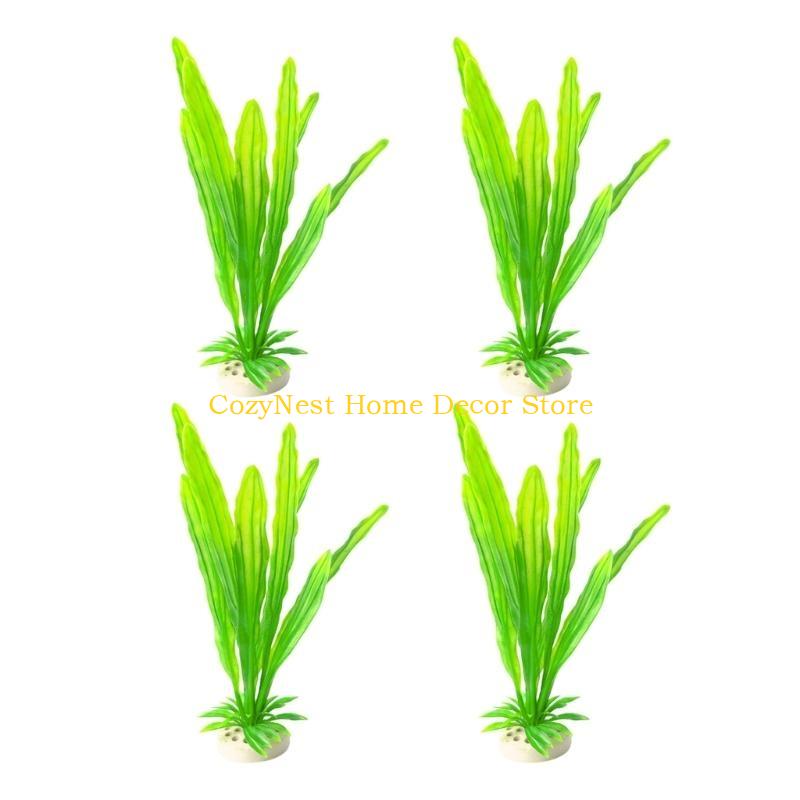 92MF 4Pcs Fish Shrimp Tanks Grass Ornaments Aquarium Landscaping Plant Green зелёный