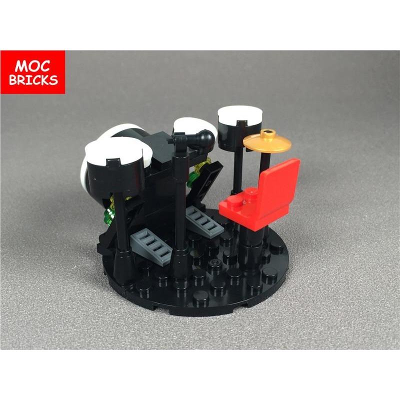 Set  MOC Bricks DIY MOC Drum Kit Set Music Equipment Microphone Drumsticks building Blocks Action Figure Kids Dolls Gifts