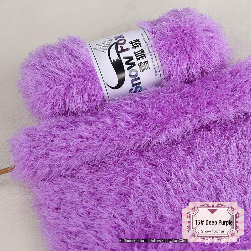 Schneefuchs Flauschiges Garn: Langhaariges Nerz-Korallenfleece zum DIY-Stricken von Babyhüten und Schals
