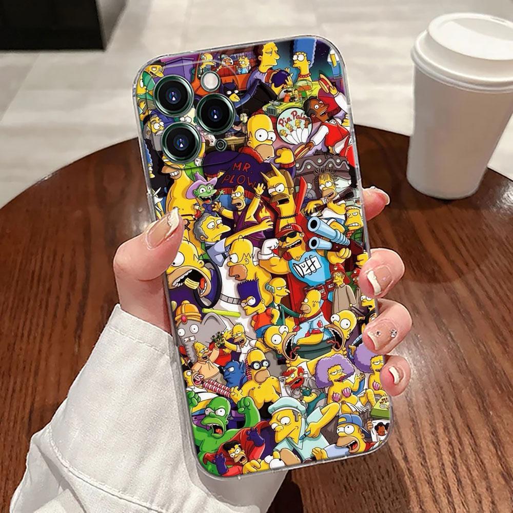 Cartoon Homer S-Simpson-Familie Transparente Handyhülle Für iPhone 17 Pro Max 17E 11 12 13 14 15 16 Pro Max Plus 17 Air 16E Hülle