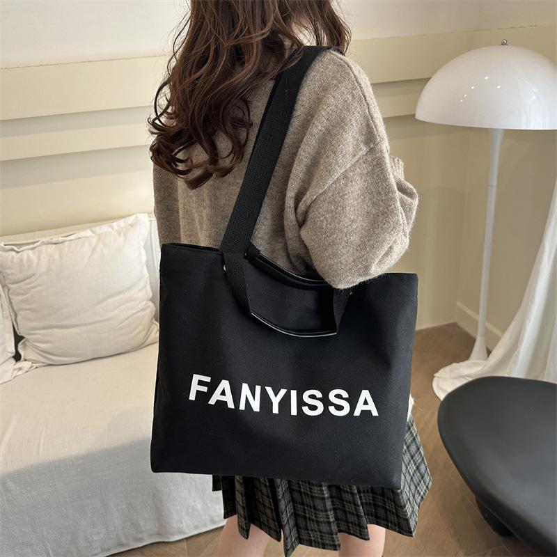 Simple Canvas Shoulder Bag New Casual Commuter Large Capacity Tote Bag Fashion Trendy Class Handbag