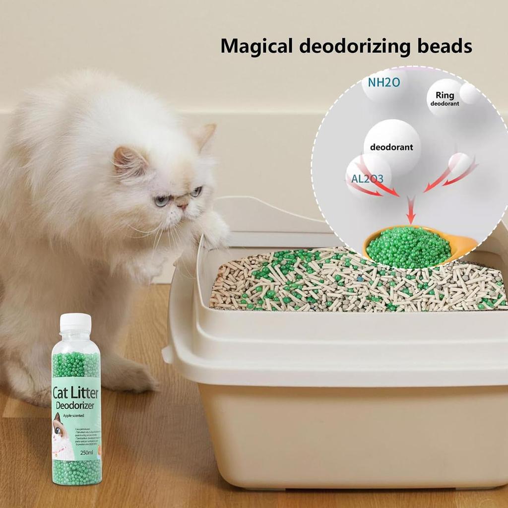 A bottle of deodorant beads for cat sand: makes your home smell comfortable and eliminates odors
