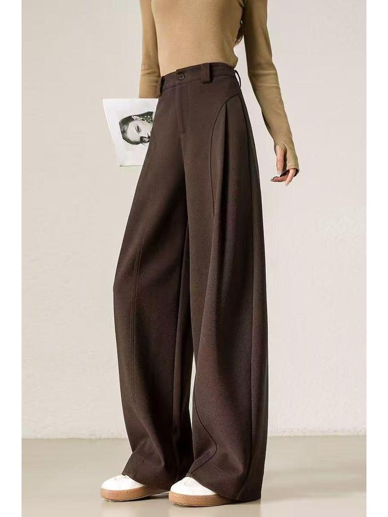 Women's Woolen Thickened Loose Wide Leg Pants - Soft and Slimming Casual Straight-Leg Design