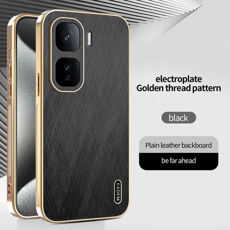 

Чохол-накладка з текстурою смужки, шкіряним покриттям на спинці для iQOO Neo10 9 9S 8 Pro Plus, захищений від відбитків пальців, з висувним захистом камери iQOO Neo9 чорний