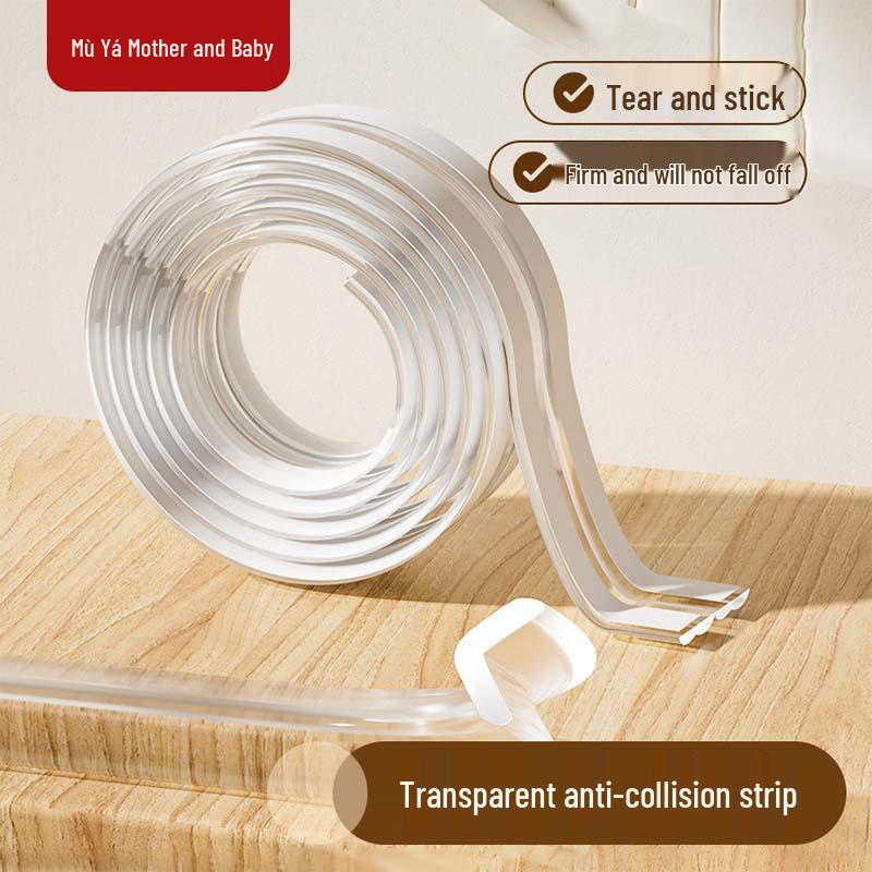 

Clear Self-Adhesive Anti-Collision Strips for Child Safety - No-Paste Bumper Protection for Table, Furniture, and Wall Corners 15mm Width 2m Length (With Adhesive)
