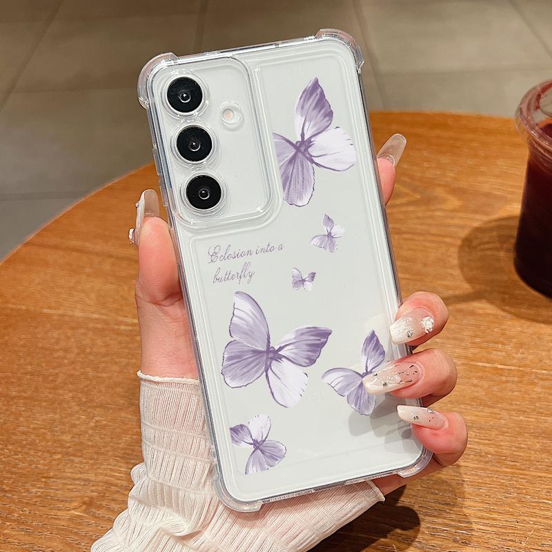 

Прозрачный чехол с узором бабочки для Samsung Galaxy S25 Edge S24 S23 S22 Ultra S24 S21 FE A56 A55 A16 A15 A25 A36 5G TPU чехол для телефона Galaxy S22 5G