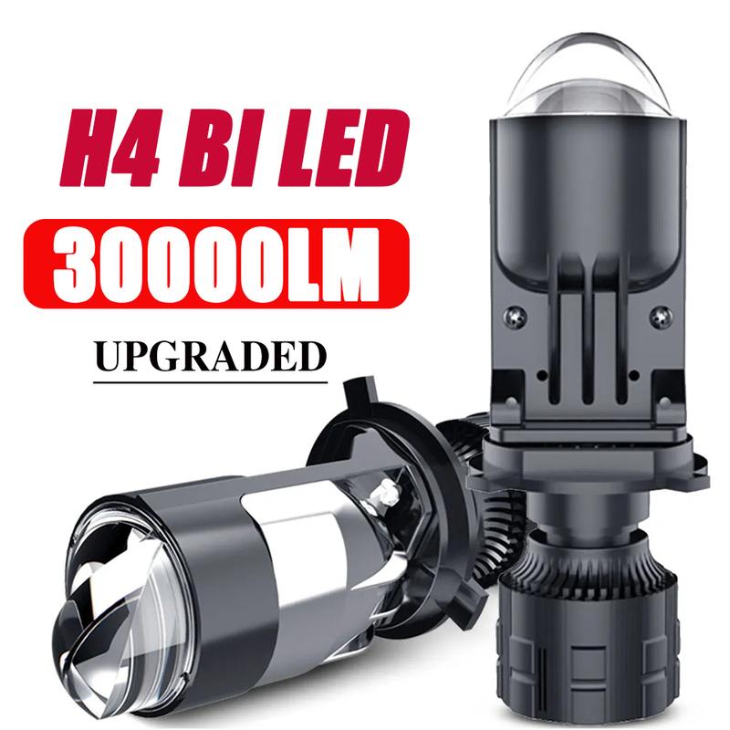 Bi LED Lenses H4 Mini Lens Projector Car Headlight 30000LM Dual Projector Len High Low Beam Automotive Moto Bulb 12V LHD RHD