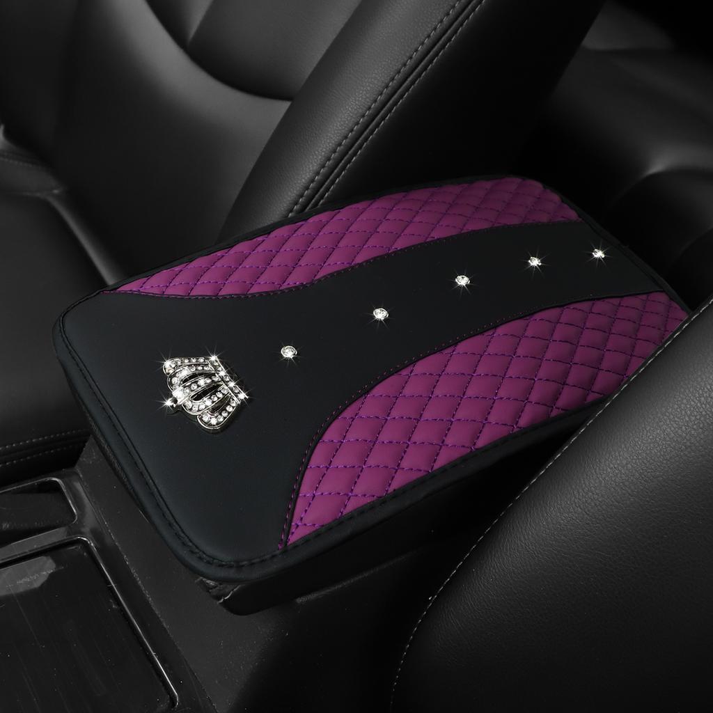 an artificial leather embroidered stereo diamond-encrusted crown Blingbling new car armrest upholstery for men and women