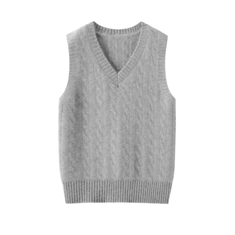 Unisex Baby Cable Knit Wool V-Neck Vest - Autumn/Winter Style 120cm светло-серый